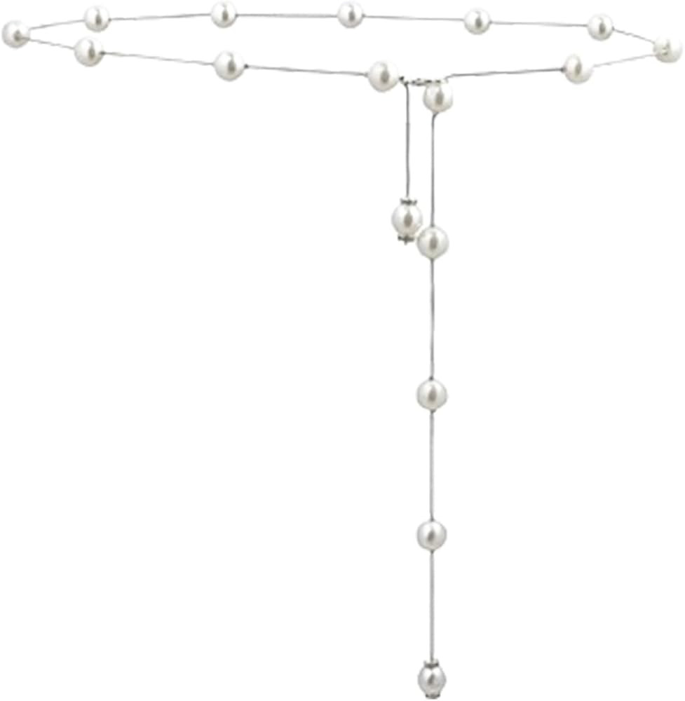 Women Pearl Waist Chain for Dresses Adjustable Belly Chains Belt Gold Pearl Body Chain Accessorie... | Amazon (US)