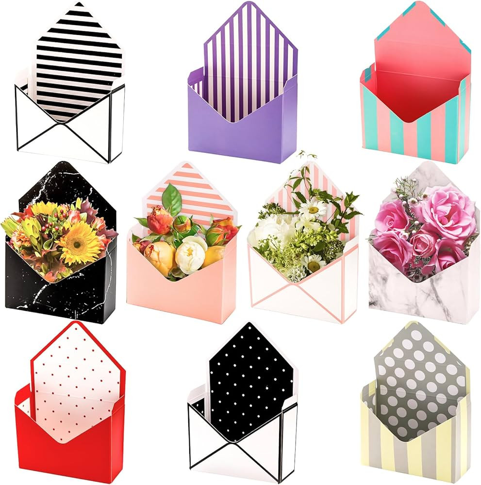 Elsjoy Set of 10 Florist Bouquet Envelope Boxes, 10 Styles Flower Bouquet Packaging Gift Paper Bo... | Amazon (US)