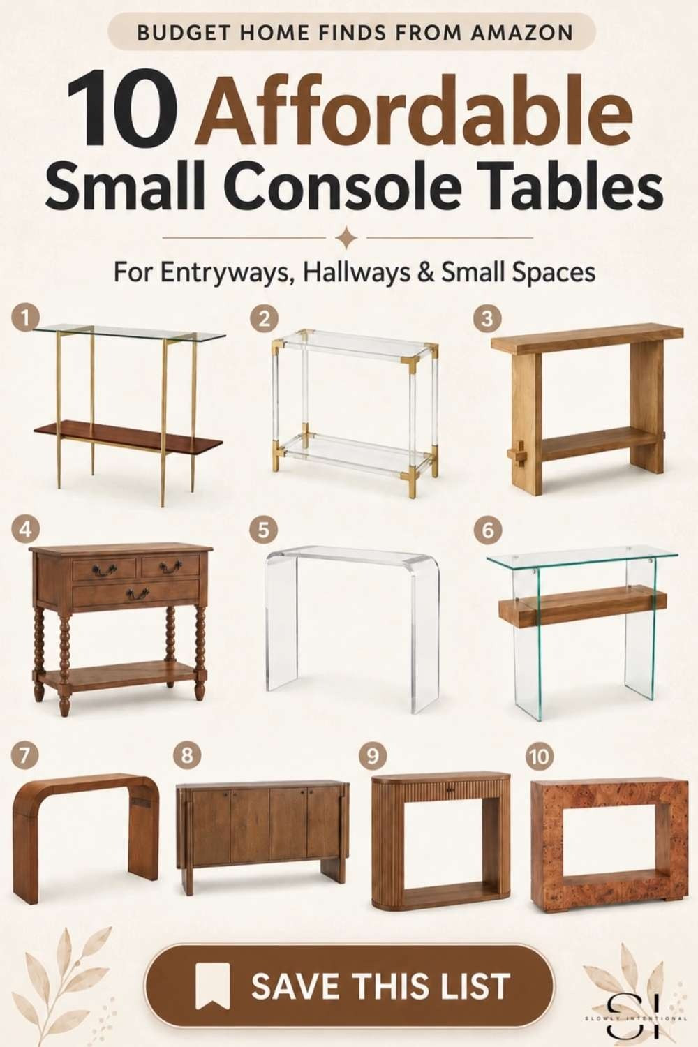 Shop or style 10 affordable small console tables perfect for tight entryways, narrow hallways, apartments, and small living rooms. From slim glass designs to warm wood styles, these small space furniture ideas add storage, style, and function without taking up too much room. Save this for your next budget home decor refresh. 

 #LTKHome