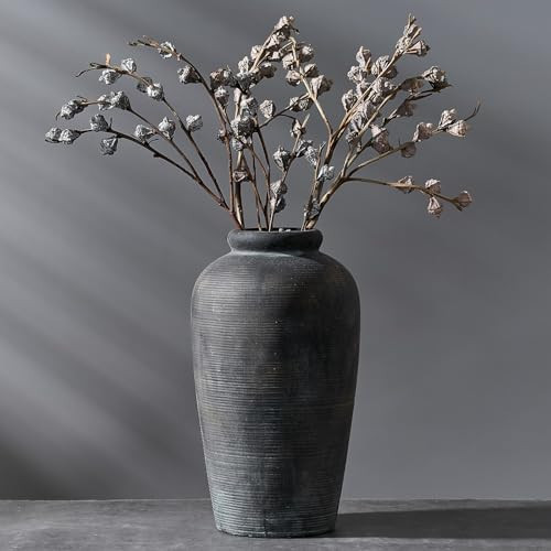 Vaseking Large Ceramic Rustic Vase, 11 inch Minimalist Decorative Farmhouse Tall Vase for Home Decor, Living Room, Shelf Decor, Enterway, Wedding, Table Decoration, Bronze | Amazon (US)