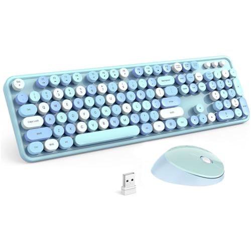 Wireless Keyboard and Mouse Combo, 2.4G Full-Sized Ergonomic Keyboard Mouse, 3 DPI Adjustable Cordless USB Keyboard and Mouse,for PC/Computer/Laptop/Windows/Mac(Blue) | Amazon (US)