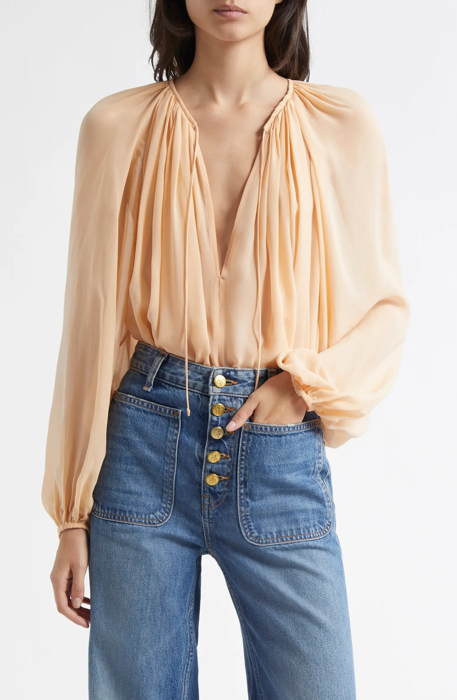 Ulla Johnson Safa Tie Neck Silk Top | Nordstrom | Nordstrom