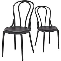 CangLong French Dining Bars, Cafes, Restaurant, Plastic Chair, Set of 2, Black | Amazon (US)