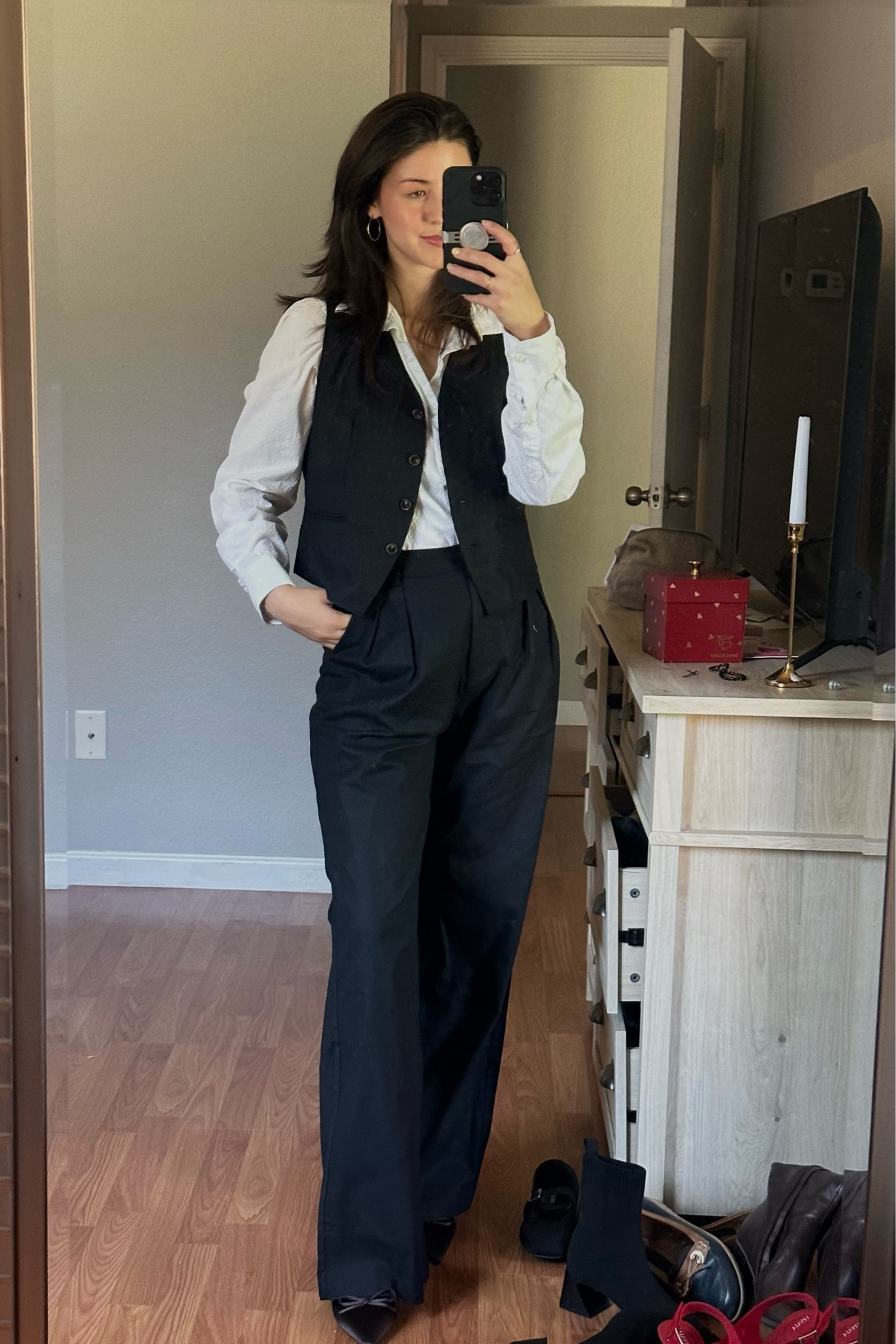 Black vest and pants set are linen. Such a great versatile outfit from summer to fall. I added a white button up under the vest for a more fall season look. 

#LTKSeasonal #LTKStyleTip #LTKFindsUnder100