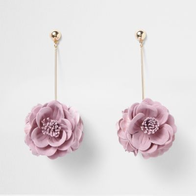 Light pink 3D flower drop earrings | River Island (UK & IE)