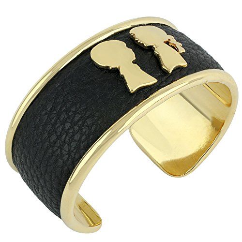 Boy Meets Girl x Roman Luxe Gold Tone Black Leather Cuff Bracelet, 2.75" | Amazon (US)