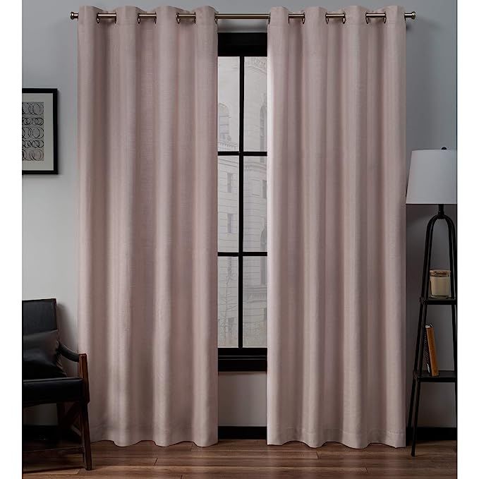 Exclusive Home Curtains Loha Linen Grommet Top Curtain Panel Pair, 52x108, Blush | Amazon (US)