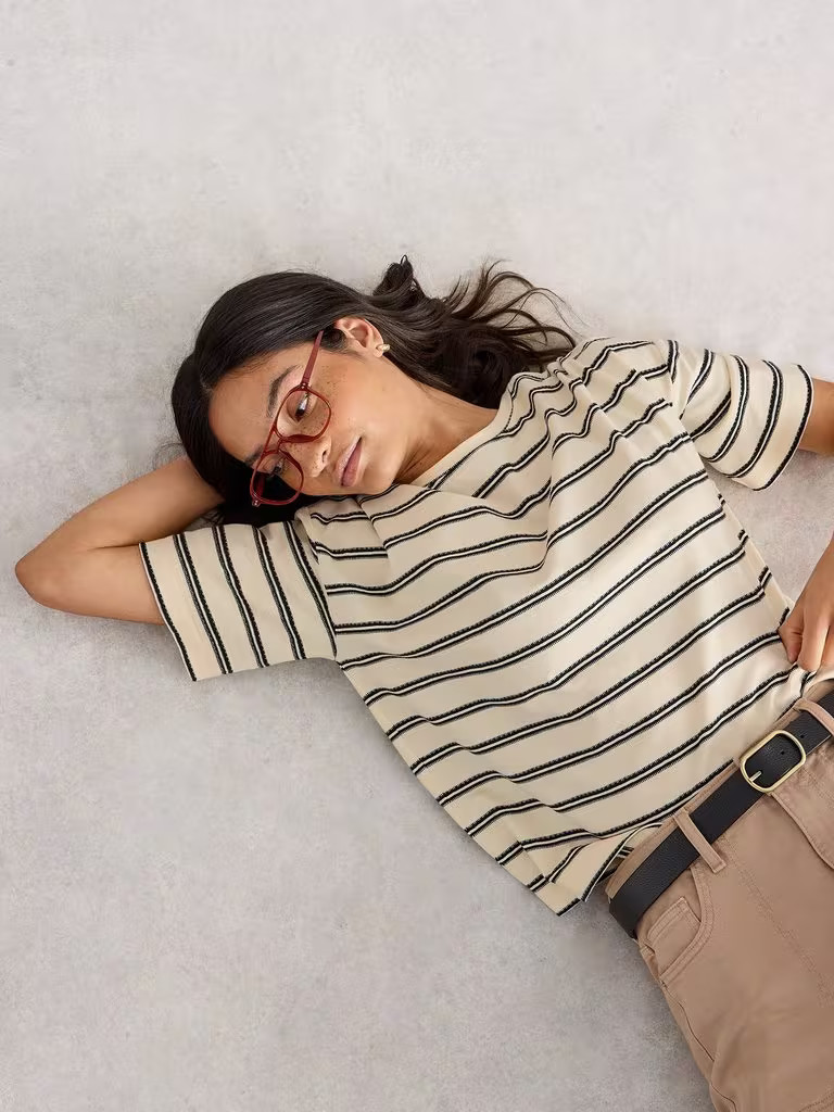 KATYA STRIPE TEE in IVORY MULTI | White Stuff UK