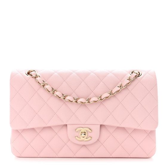Caviar Quilted Medium Double Flap Light Pink | FASHIONPHILE (US)