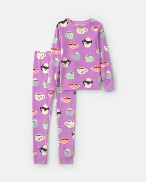 Girls 2-Piece Hot Cocoa DreamPlush Snug Fit Pajama Set - Purple | Carter's Inc