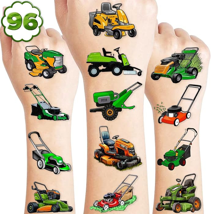 96 PCS Lawn Mower Pre-Cut Temporary Tattoos | Amazon (US)