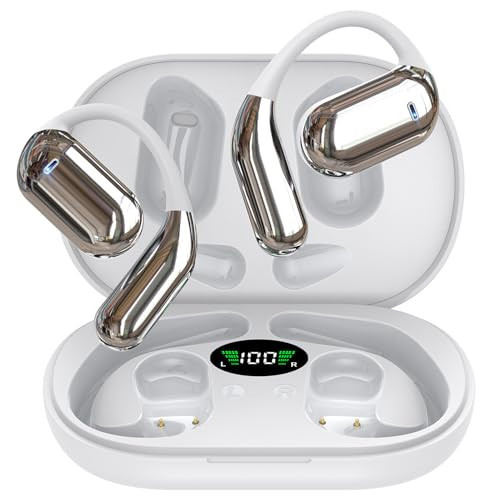 EUQQ Open Ear Bluetooth 5.4 Headphones, Wireless Earbuds Sport Over Earphones Built-in Mic with Ear Hooks 50H Playtime Ear Buds LED Display Charging Case | Amazon (US)