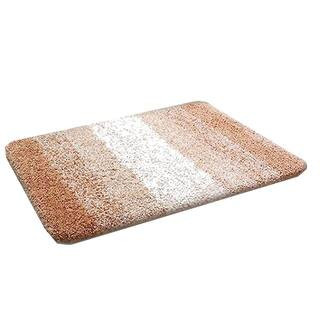 30 in. x 20 in. Beige Stripe Microfiber Rectangular Shaggy Bath Rugs | The Home Depot