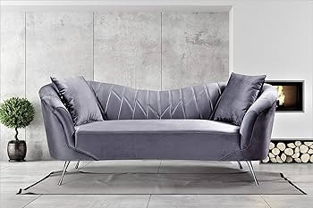 Container Furniture Direct Koger Mid Century Modern Living Room Velvet Chesterfield, Sofa, Fossil... | Amazon (US)