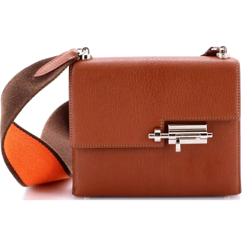 Pre-Owned Hermes Verrou Bag Chevre Mysore and Canvas Mini in Noisette at Nordstrom, Size X-Small | Nordstrom