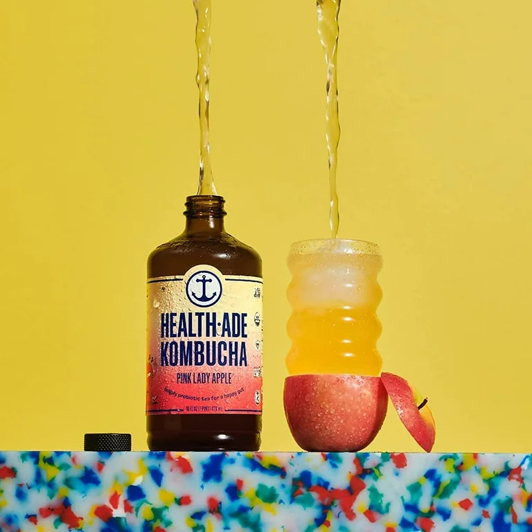 Health-Ade Probiotic Kombucha Tea, Pink Lady Apple, 16 fl oz - Walmart.com | Walmart (US)
