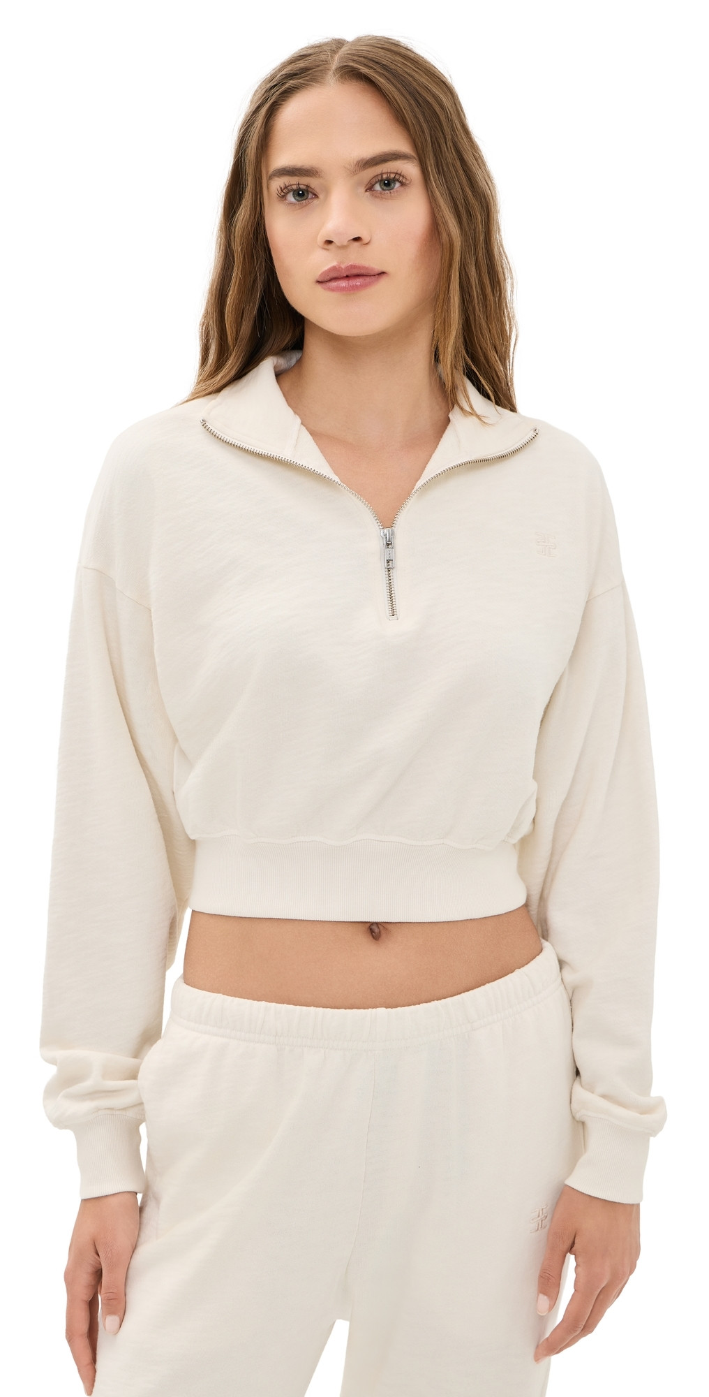 Éterne Cropped Half-Zip Sweatshirt Bone M | Shopbop