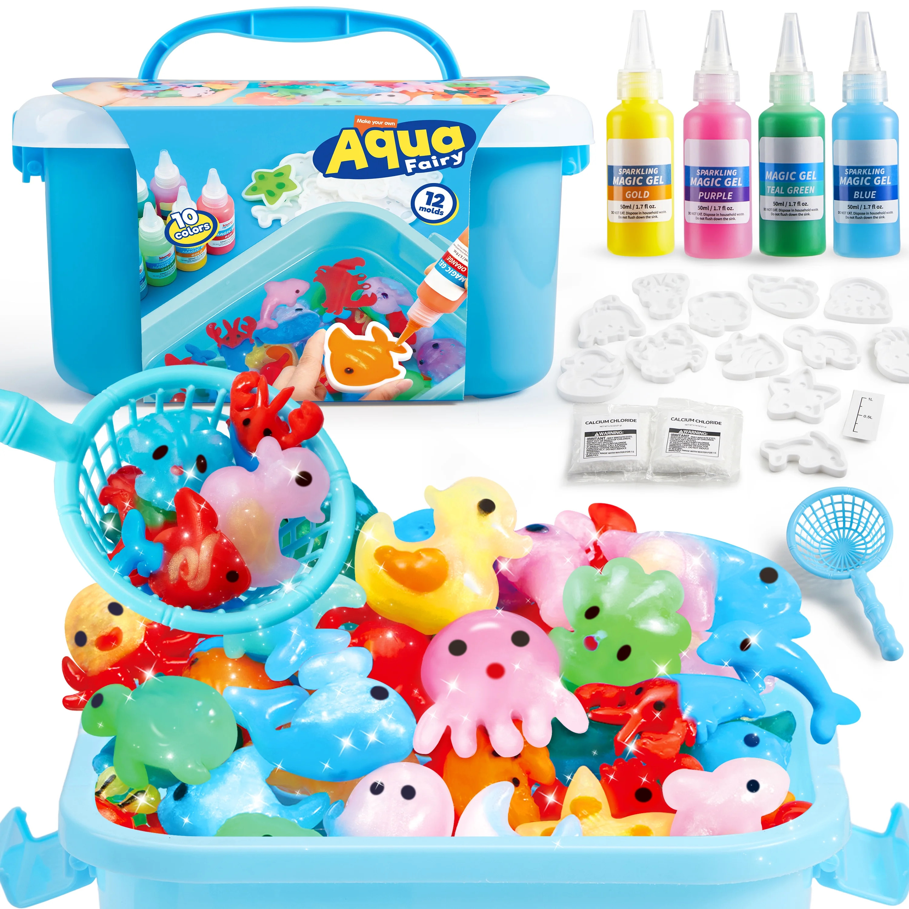 Klever Kits Magic Water Elf Toy Kit, Aqua Fairy Water Toy with 10 Magic Gels, 12 Sea Creature Molds, Creativity DIY Craft for Kids Age 3+ | Walmart (US)