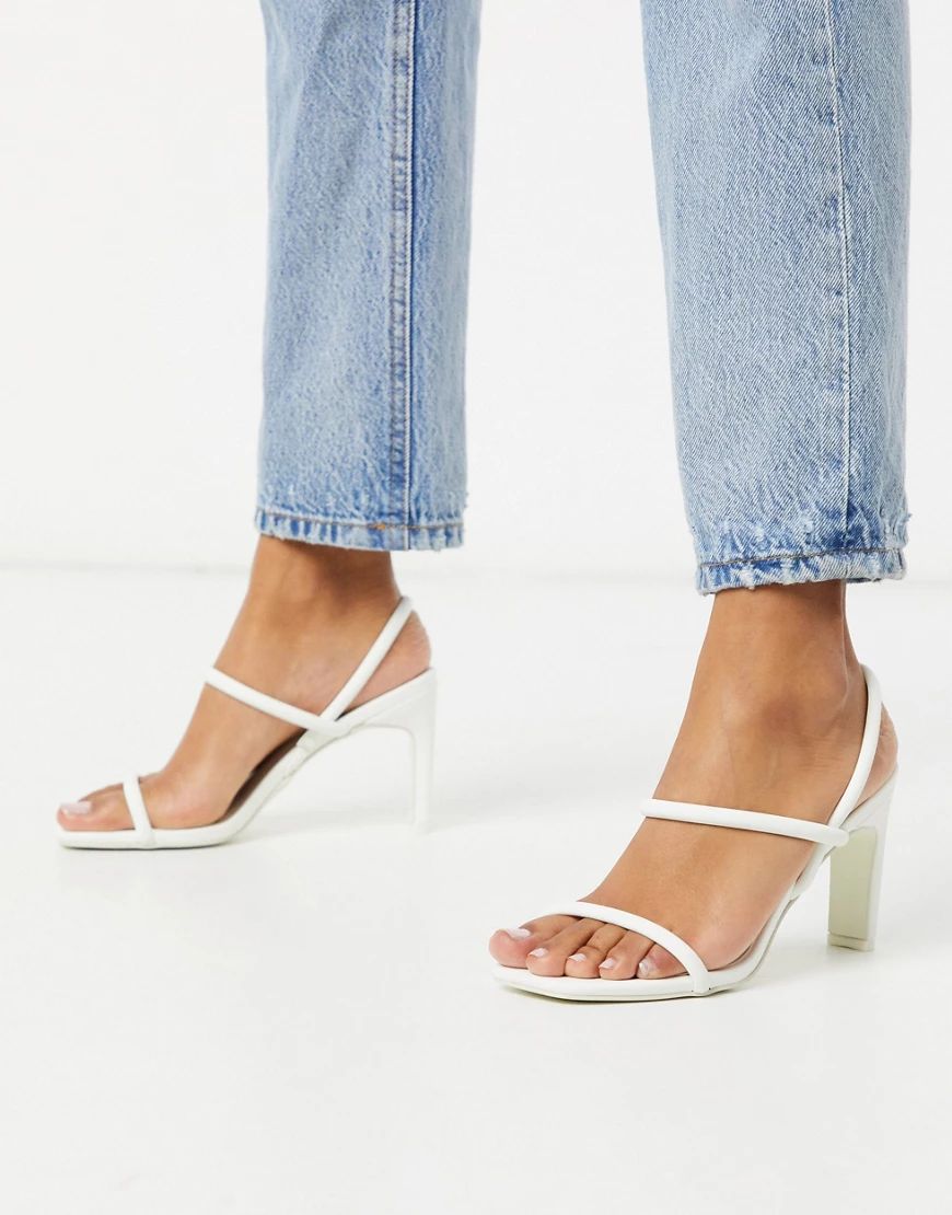 ALDO Karla square toe strappy heel sandal-White | ASOS (Global)
