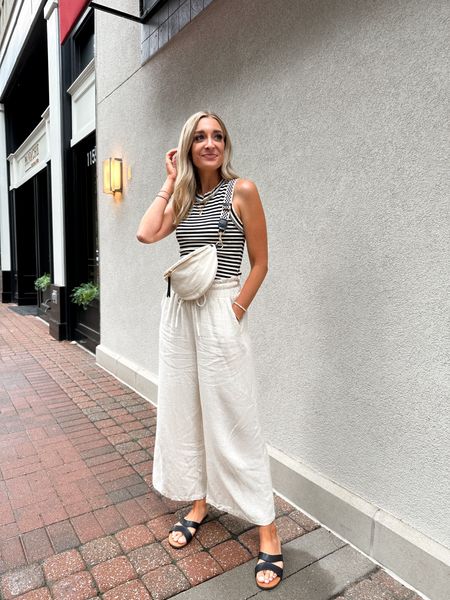 Casual chic summer outfit. Linen pants outfit. European style inspo. 
Medium in pants- TTS
Amazon summer looks 

#LTKSummerSales #LTKStyleTip #LTKFindsUnder50