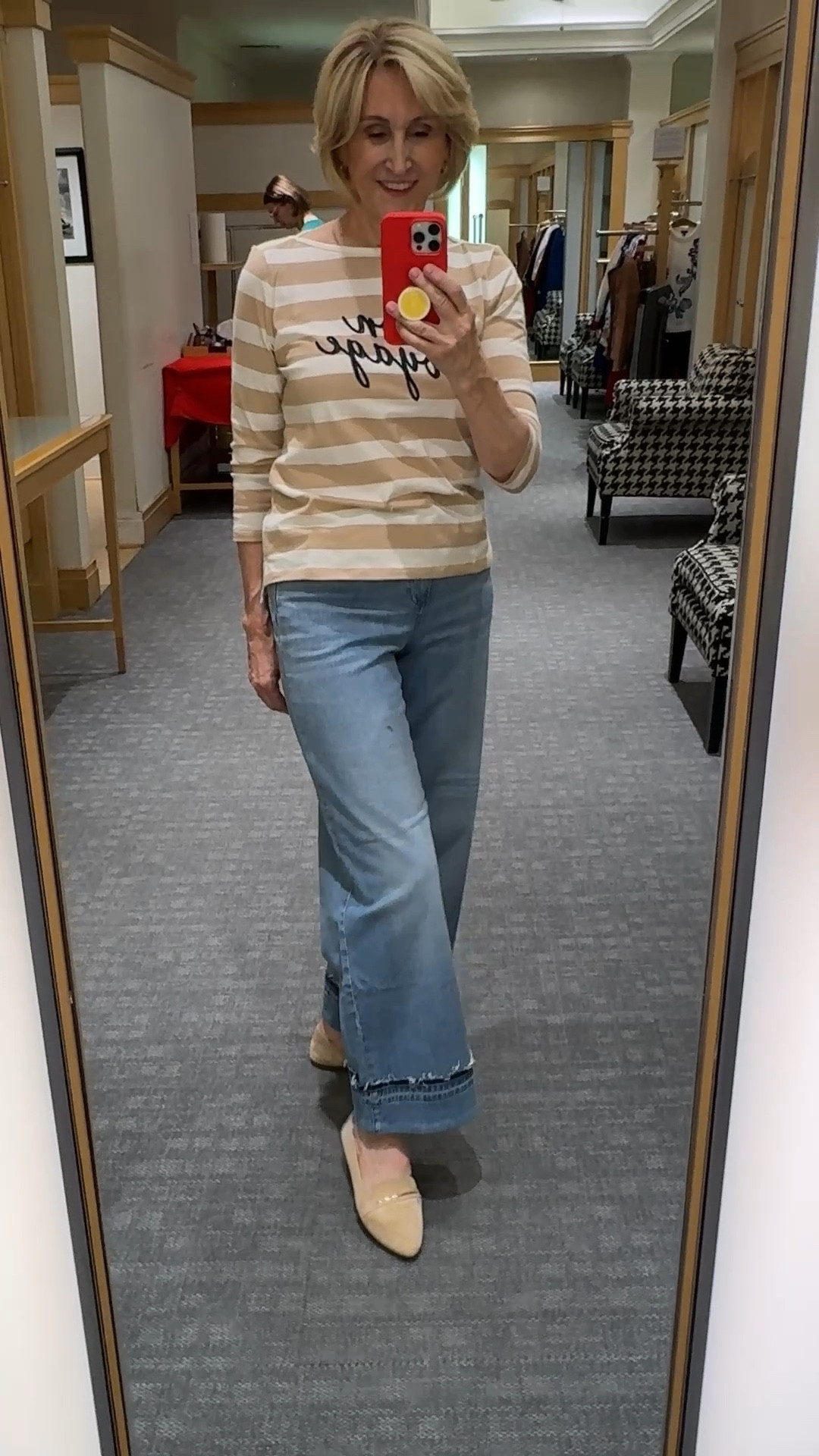 Some outfits just work. ✨ This envelope-neck tee with relaxed trouser jeans from Talbots and easy ballet flats is my kind of everyday uniform — comfortable, flattering, and polished without feeling fussy. The kind of look you can live in all day.

#LTKootd #LTKSeasonal #LTKOver40