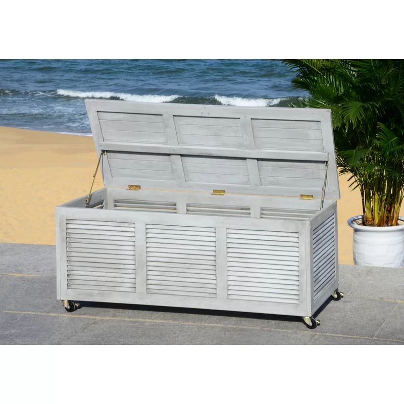 Birch Lane™ 50 Gallons Gallon Eucalyptus Solid Wood Deck Box with Wheels | Wayfair North America