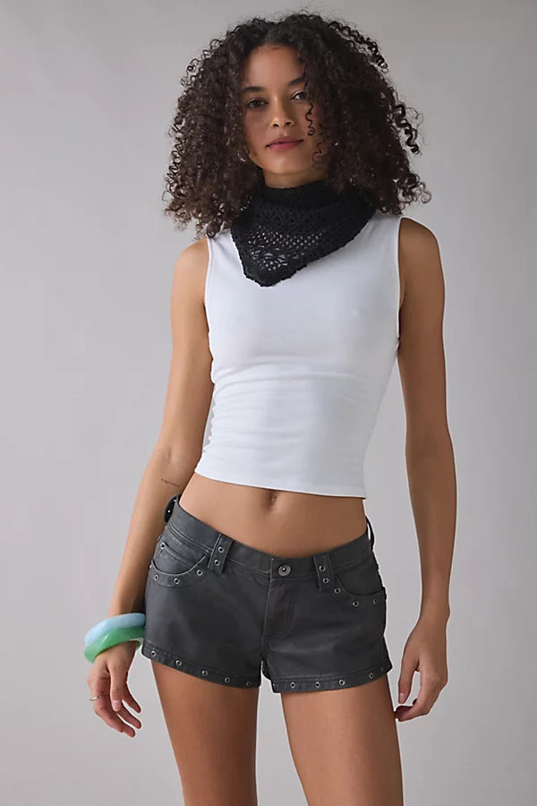 Urban Outfitters UO Festival Studded Faux Leather Micro Short in Black, Women's at Urban Outfitters | Urban Outfitters (US and RoW)