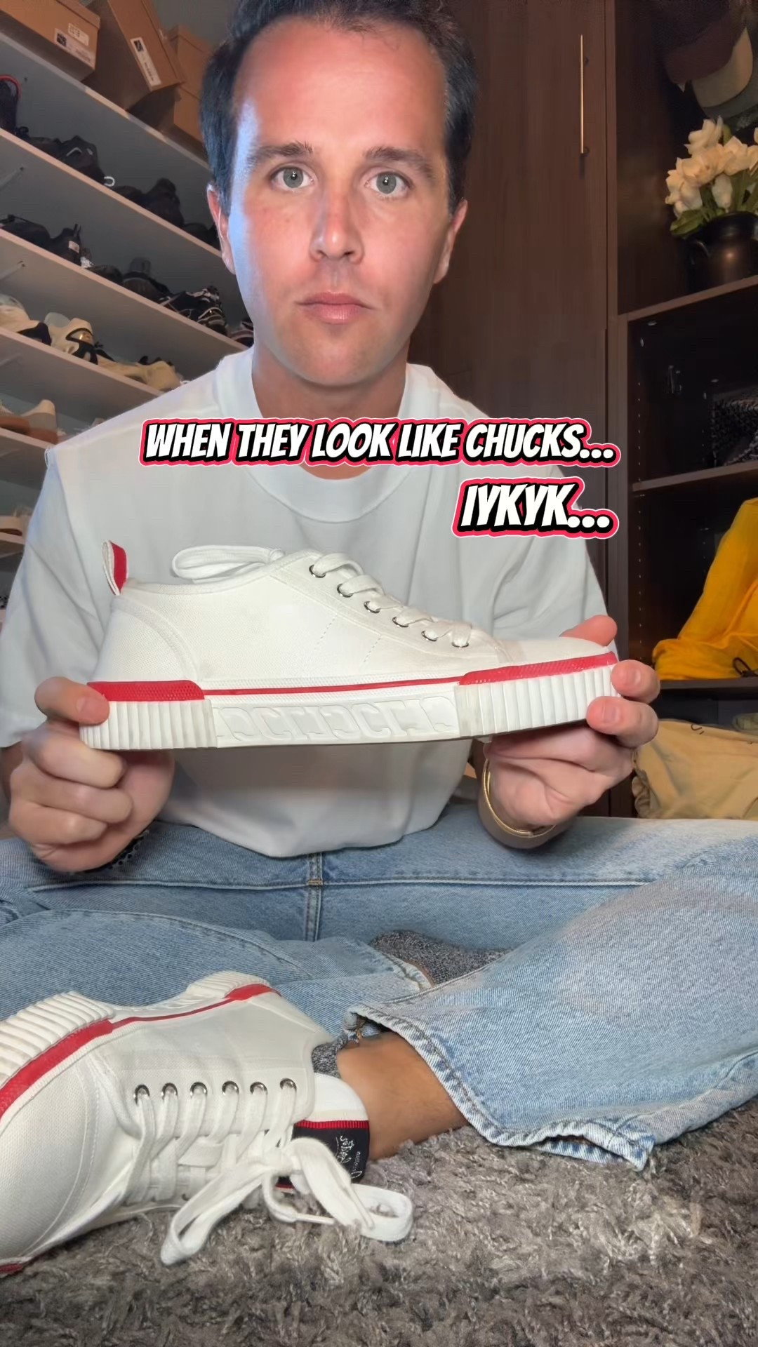 The classic chuck taylor silhouette but elevated with the red bottom. One of my favorite quite designer sneakers to elevate a simple outfit. #christianlouboutin #louboutin #levis #classicsneaker 

#LTKMens #LTKShoeCrush #LTKStyleTip
