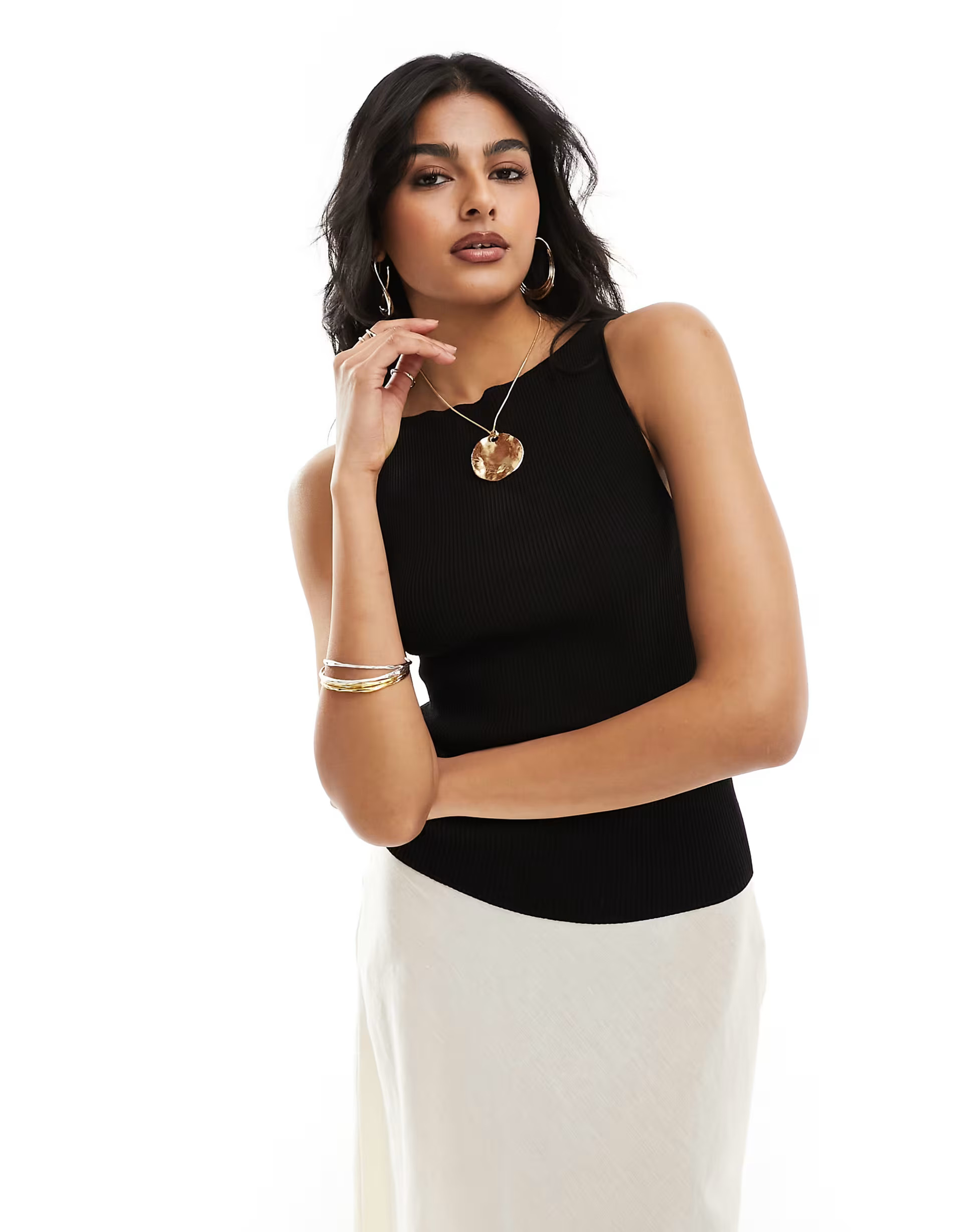 & Other Stories knitted boat neck sleeveless top in black | ASOS | ASOS (Global)