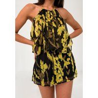Yellow Floral Chiffon Overlay Romper | Missguided (US & CA)