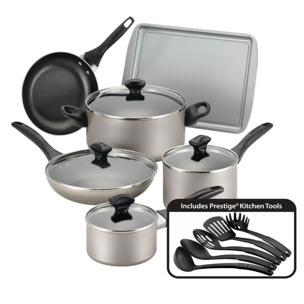 Farberware Dishwasher Safe Aluminum Nonstick Cookware Set, 15-Piece | Wayfair North America