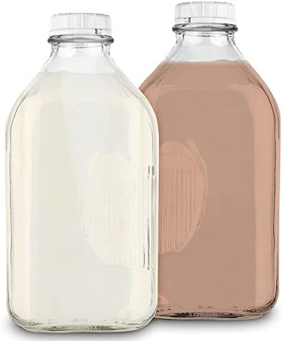 Stock Your Home 64-Oz Glass Milk Jugs with Caps (2 Pack) - 64 Ounce Food Grade Glass Bottles - Di... | Amazon (US)