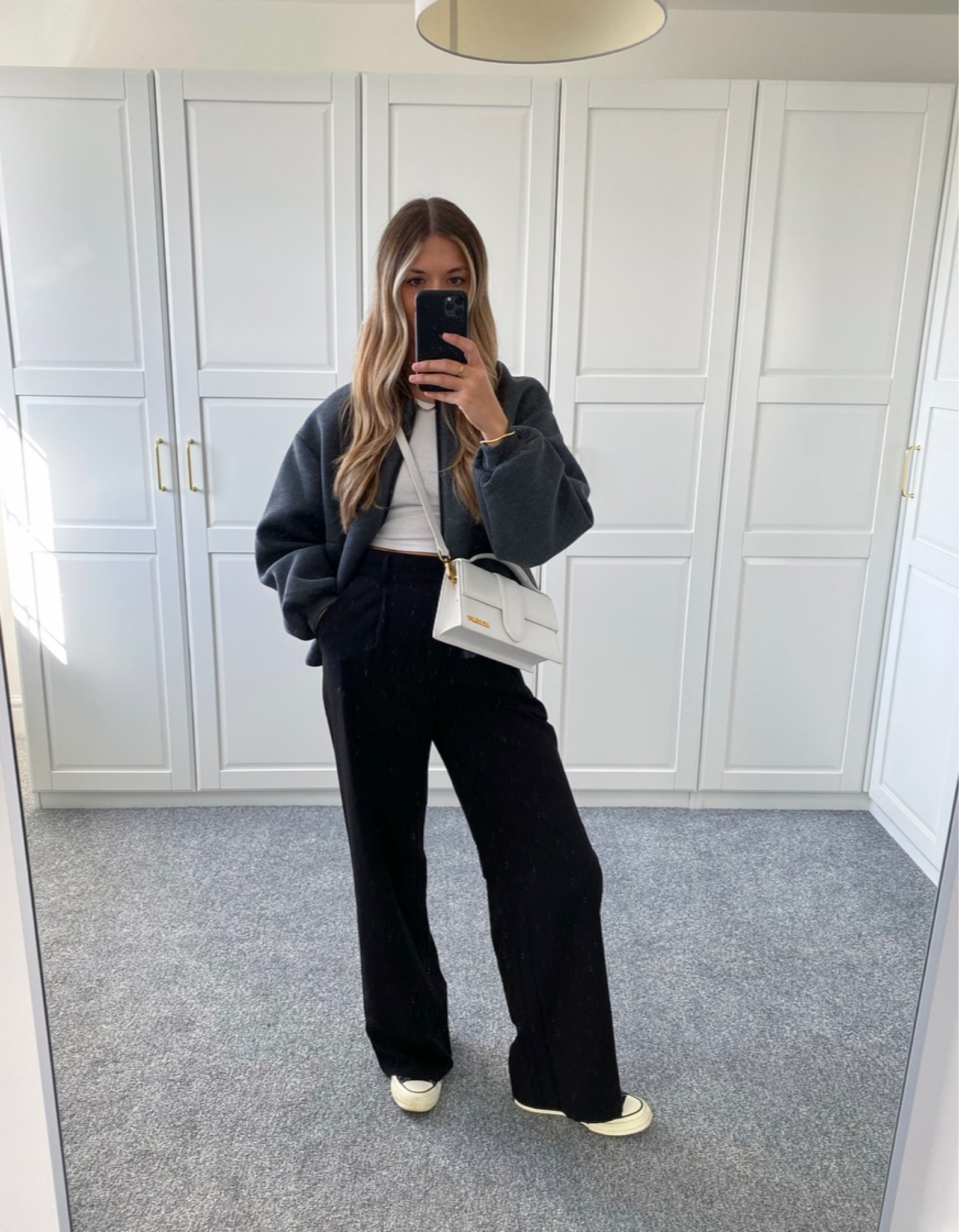 Ways to wear a grey bomber jacket 🩶

White vest top, black tailored trousers, converse & white jacquemus bag. 



#LTKeurope #LTKSeasonal #LTKstyletip