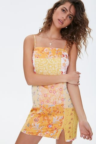 Floral Vented-Hem Satin Dress | Forever 21 (US)