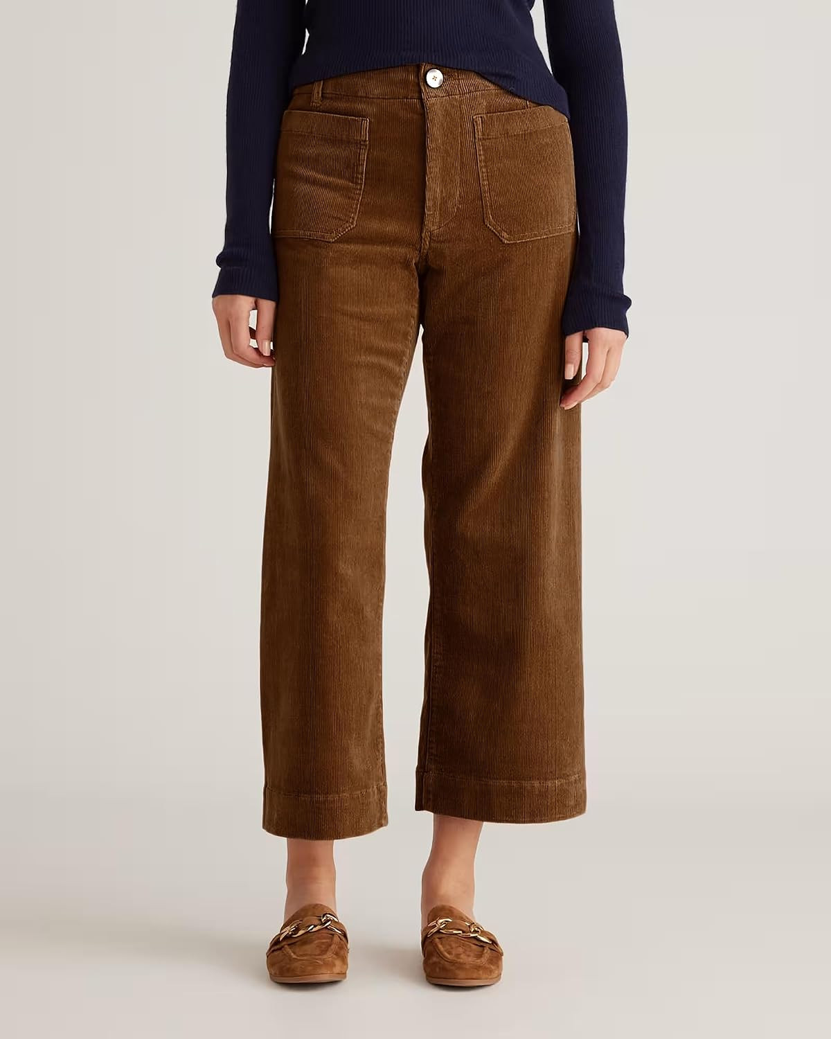 miduo Womens Zipper Corduroy High Waisted Straight Leg Pants Trousers | Amazon (US)