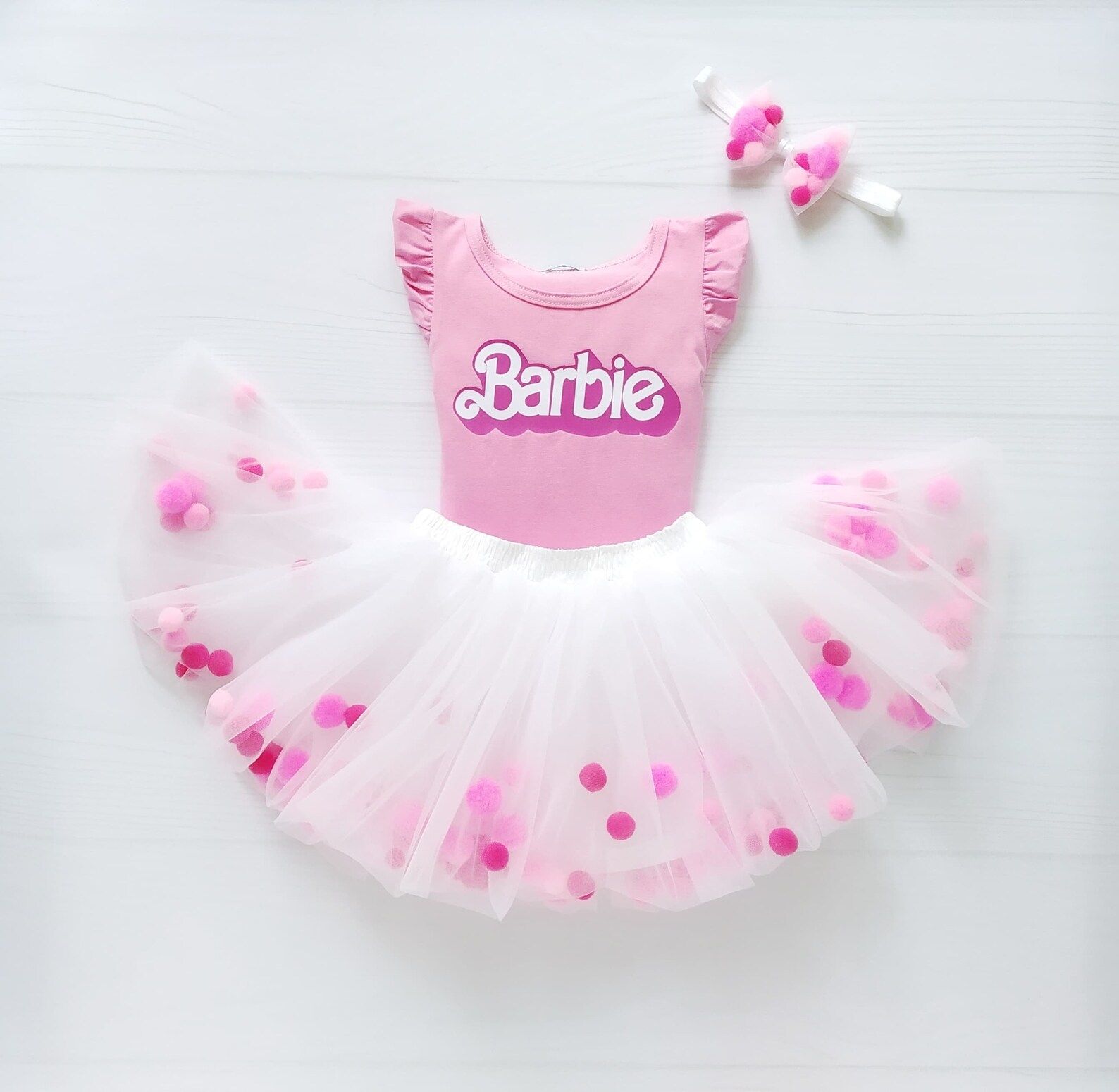 Birthday Dress White Tulle Skirt Girl Pink Outfit Summer | Etsy | Etsy (US)