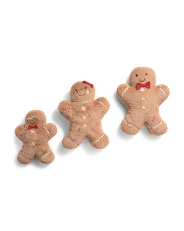 Set Of 3 Koda Gingerbread Family Pillows | Polyester | Marshalls