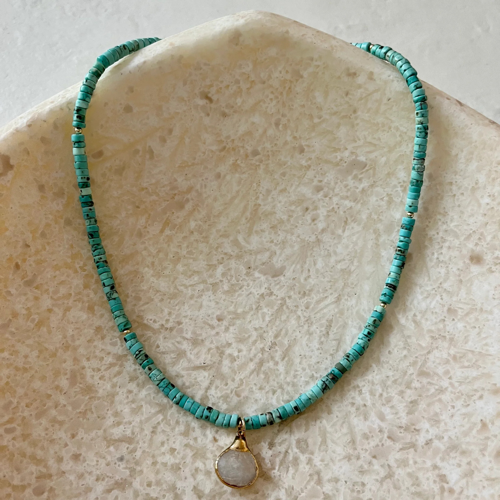 Belezi Turquoise Moonstone Pendant Necklace | House of Olia