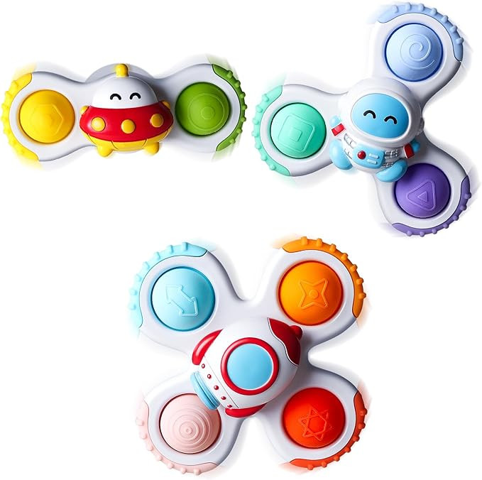 ALASOU 3PCS Pop Suction Cup Spinner Toys for 1 Year Old Boy Girl|Novelty Spinning Tops Toddler To... | Amazon (US)
