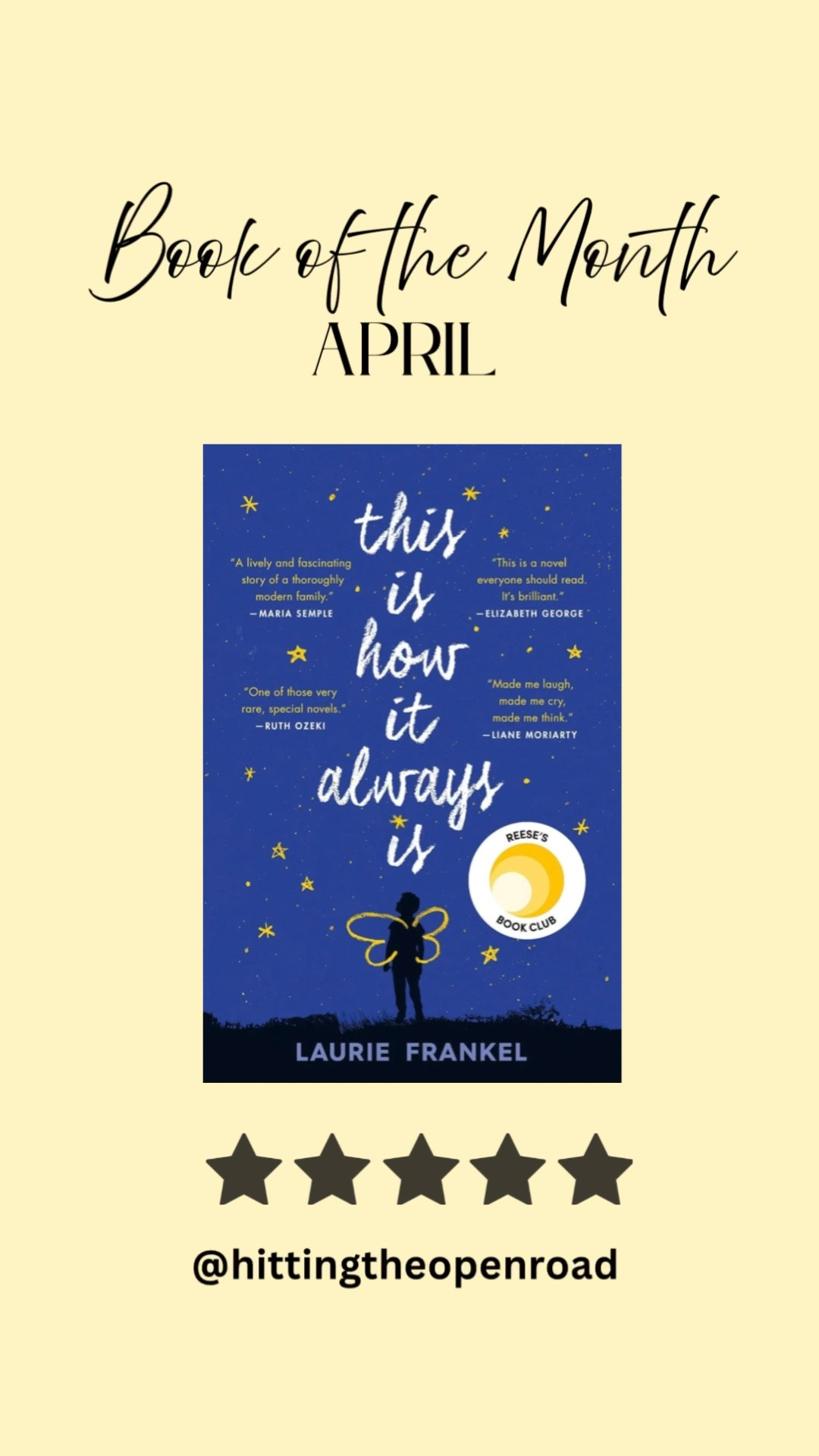 This Is How It Always Is is a moving, beautifully written story about family, love, and identity. Laurie Frankel balances humor and heart in a way that makes this novel both thought-provoking and unforgettable.

#bookclub #ltkreads #bookofthemonth

#LTKmomlife #LTKSaleAlert