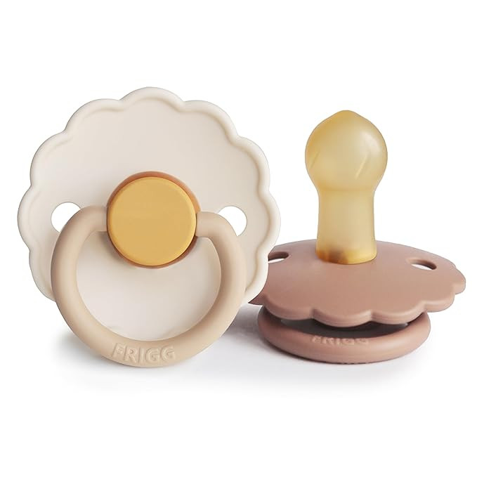 FRIGG Daisy Natural Rubber Baby Pacifier | Made in Denmark | BPA-Free (Chamomile/Peach Bronze, 0-... | Amazon (US)