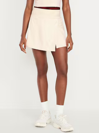 High-Waisted PowerSoft Faux-Wrap Skort | Old Navy (US)