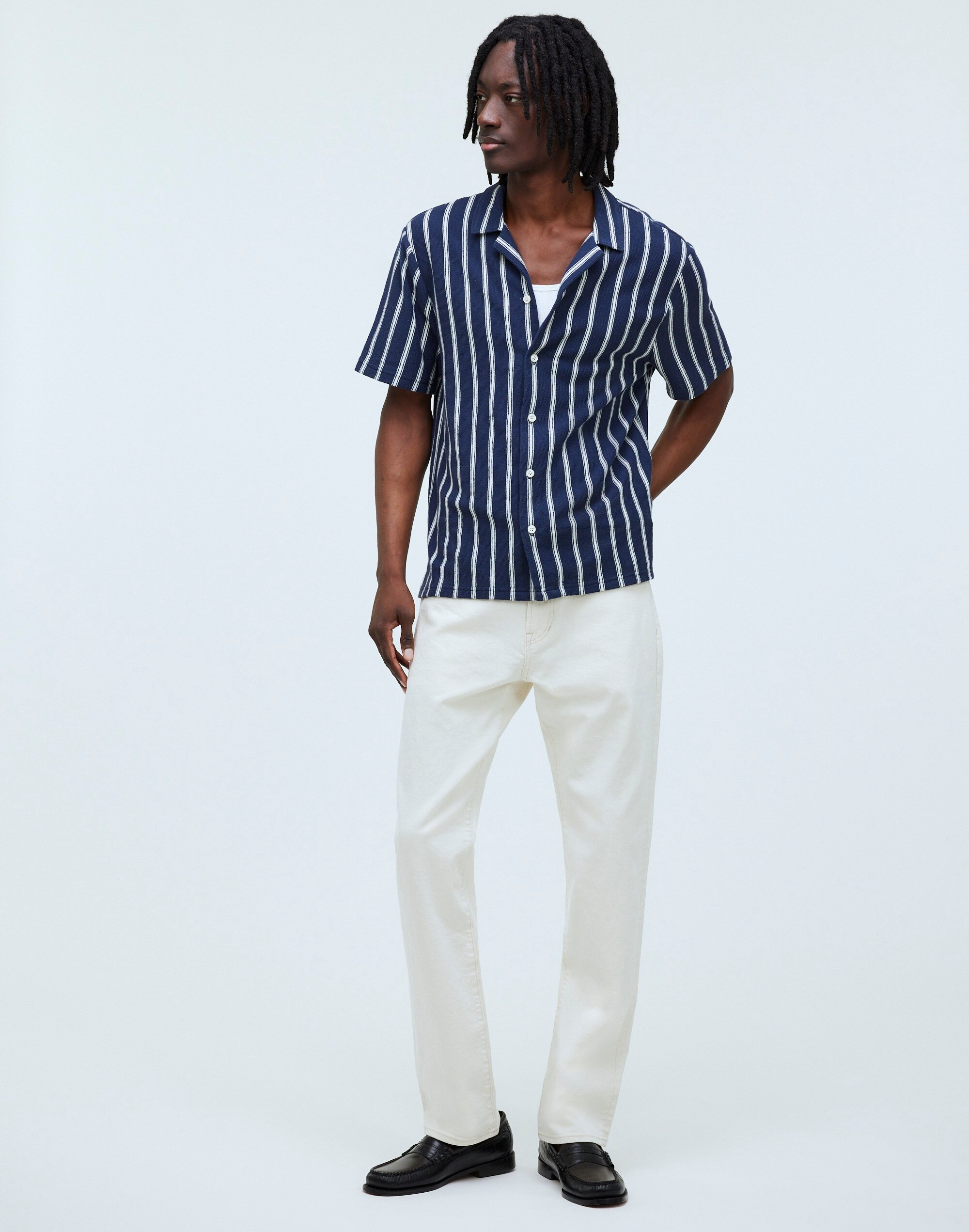 Easy Short-Sleeve Shirt in Stripe Jacquard | Madewell