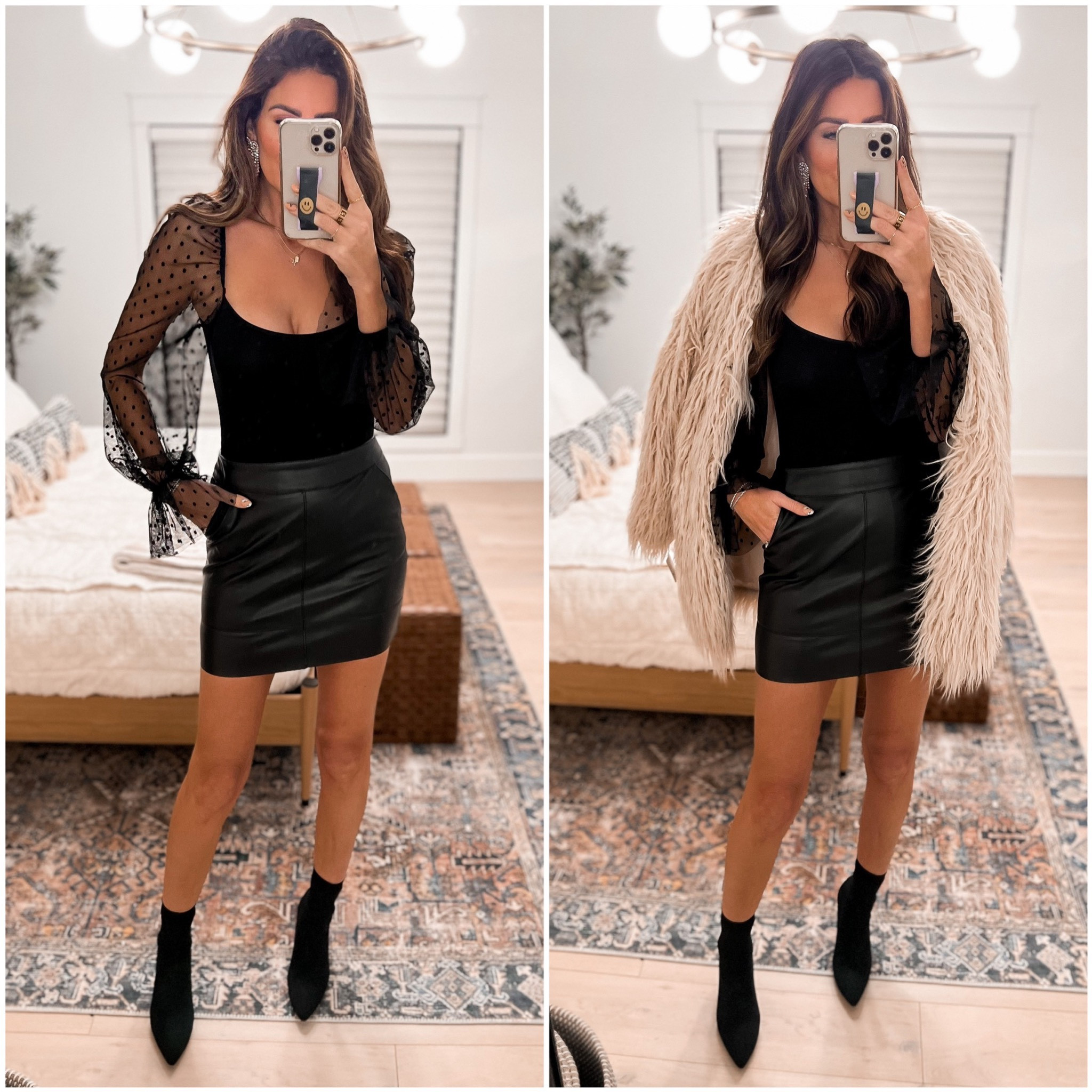 Holiday looks. Leather skirt. Bodysuit  

#LTKstyletip #LTKshoecrush #LTKHoliday