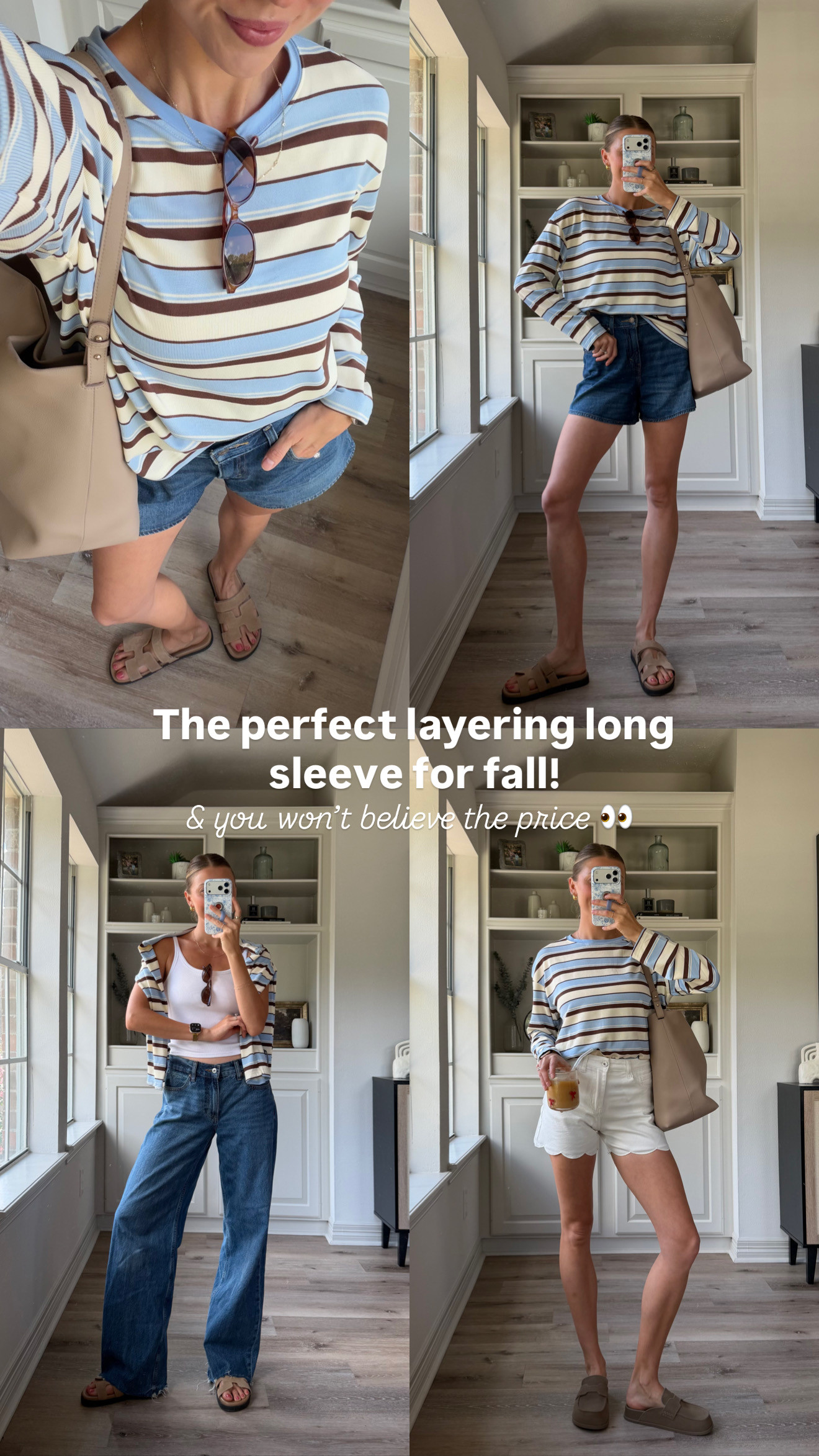 Perfect striped long sleeve styled so many ways for late summer / early fall! Wearing S in tee, S bra tank, 26 denim shorts + 2 in scalloped shorts 

 #LTKootd #LTKmomlife #LTKTall