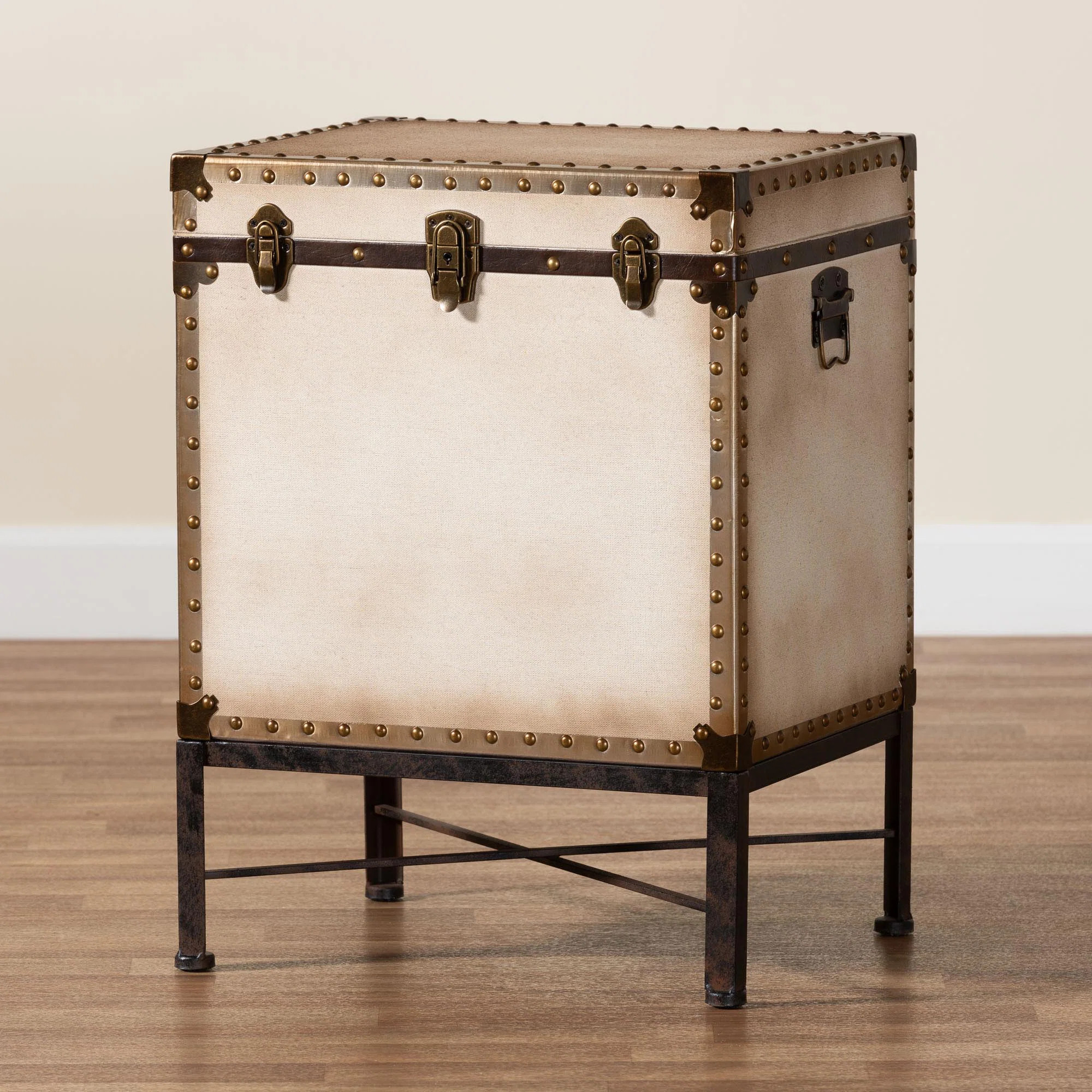 Baxton Studio Laura Vintage Canvas Lift-Top Trunk End Table | Wayfair North America