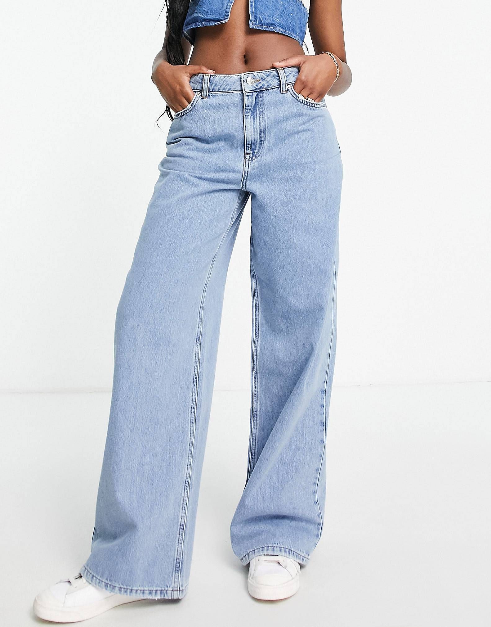 NA-KD wide leg jeans in light blue wash | ASOS (Global)