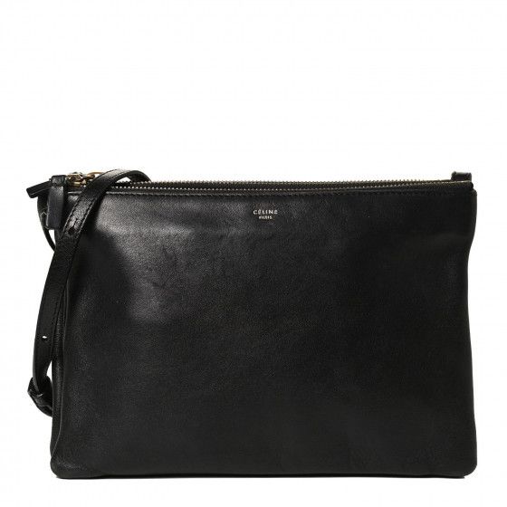 CELINE Lambskin Trio Crossbody Bag Black | FASHIONPHILE | Fashionphile