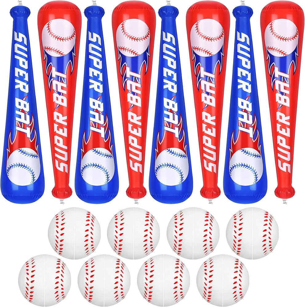 durony 8 Sets Inflatable Baseball Bats and Mini Foam Baseball Sports Stress Ball Sports Party Fav... | Amazon (US)