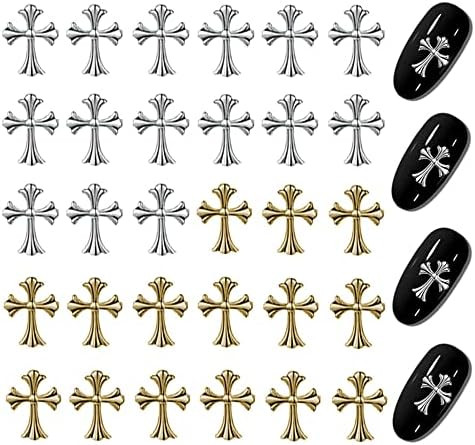 50 Pcs Cross Nail Charm 3D Metal Cross Nail Art Charm Accessories for Women DIY Nail Decoration S... | Amazon (US)